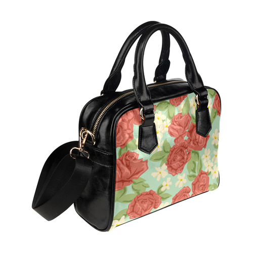 Red Roses Vintage Floral Pattern Shoulder Handbag (Model 1634)