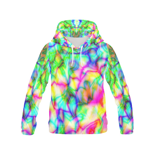 Tropical tribal tie dye yellow blue green ZT09 All Over Print Hoodie for Women (USA Size) (Model H13)