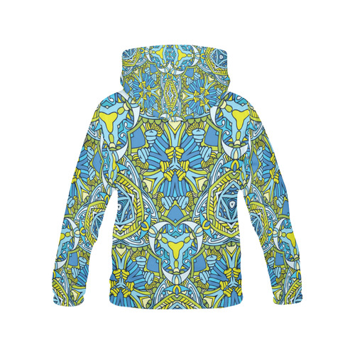 Zandine 0306 blue green fun bold pattern All Over Print Hoodie for Women (USA Size) (Model H13)