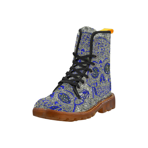 mosaic skull blue, bw by JamColors Martin Boots For Women Model 1203H
