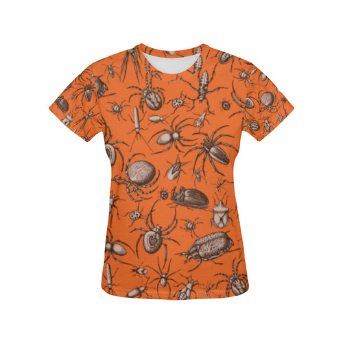 beetles spiders creepy crawlers insects halloween All Over Print T-Shirt for Women (USA Size) (Model T40)