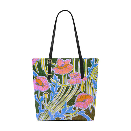 Pink Blue Floral Art Deco Pattern Euramerican Tote Bag/Small (Model 1655)