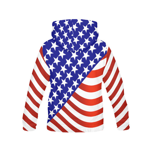 Patriotic USA American Flag All Over Print Hoodie for Women (USA Size) (Model H13)