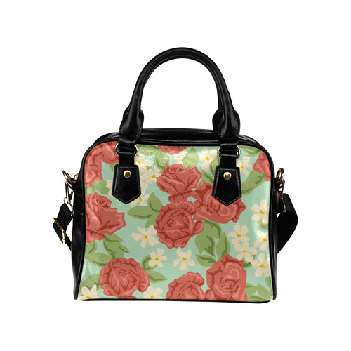 Red Roses Vintage Floral Pattern Shoulder Handbag (Model 1634)