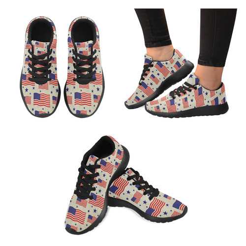 Flag Of The USA grungy style Pattern Women’s Running Shoes (Model 020)