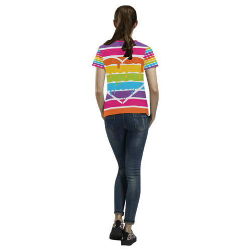 rainbow stripes All Over Print T-Shirt for Women (USA Size) (Model T40)