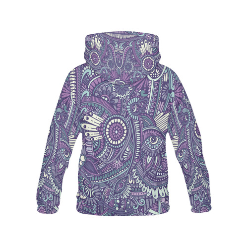 zz0102 purple hippie flower pattern All Over Print Hoodie for Women (USA Size) (Model H13)