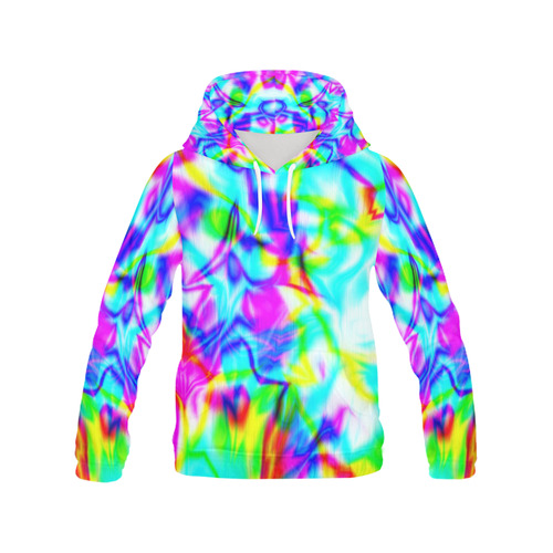 tropical ink blue yellow purple pattern ZT03 All Over Print Hoodie for Women (USA Size) (Model H13)