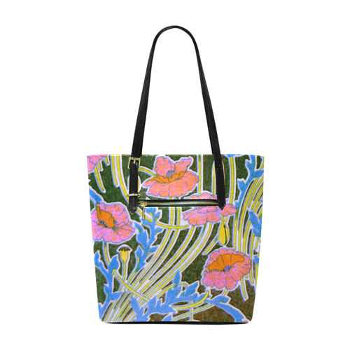 Pink Blue Floral Art Deco Pattern Euramerican Tote Bag/Small (Model 1655)
