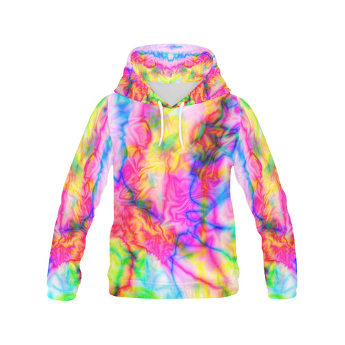 Tropical blue yellow pink abstract texture ZT05 All Over Print Hoodie for Women (USA Size) (Model H13)