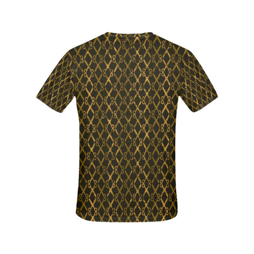 Golden Brown Scissor Stripes All Over Print T-Shirt for Women (USA Size) (Model T40)