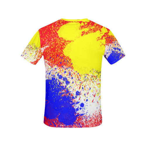 Primary Colors Watercolor Spatter Red Blue Yellow All Over Print T-Shirt for Women (USA Size) (Model T40)