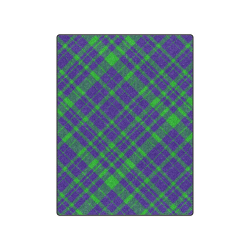 Diagonal Green & Purple Plaid Hipster Style Blanket 50"x60"