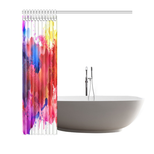 Watercolor Splash Red Blue Yellow Shower Curtain 66"x72"
