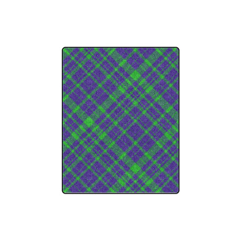 Diagonal Green & Purple Plaid Hipster Style Blanket 40"x50"