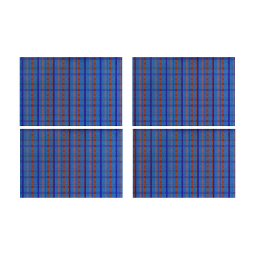 Royal Blue Plaid Hipster Style Placemat 12’’ x 18’’ (Set of 4)