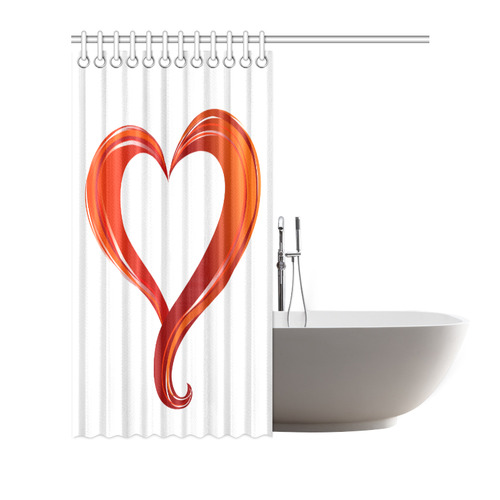 Beautiful Red Heart Shower Curtain 66"x72"