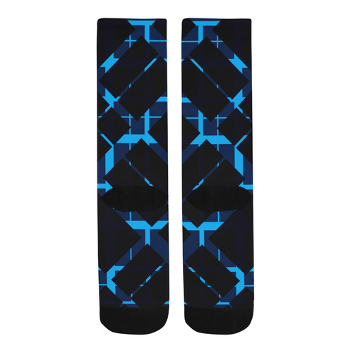 Diagonal Blue & Black Plaid Hipster Style Trouser Socks