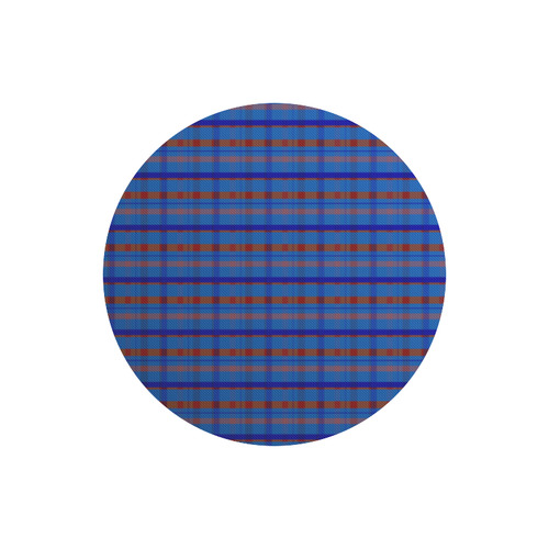 Royal Blue Plaid Hipster Style Round Mousepad