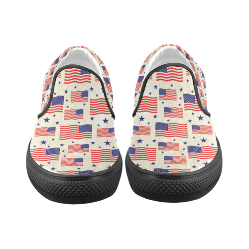 Flag Of The USA grungy style Pattern Women's Slip-on Canvas Shoes (Model 019)