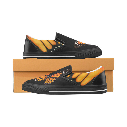 Black Monarch Slides Women's Slip-on Canvas Shoes (Model 019)