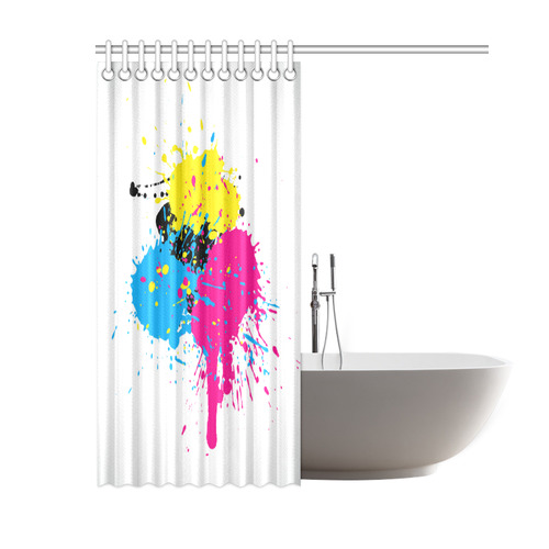 Red Blue Yellow Watercolor Splash Shower Curtain 60"x72"