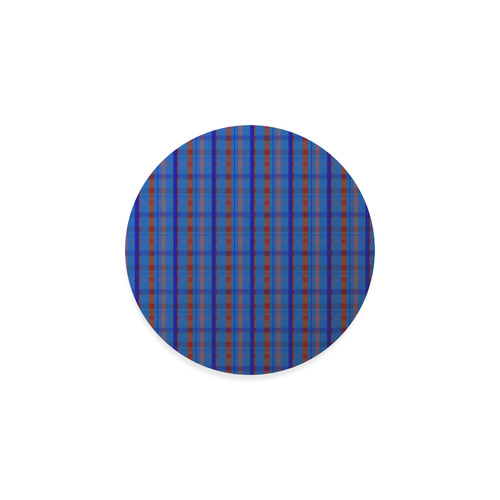 Royal Blue Plaid Hipster Style Round Coaster