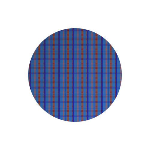 Royal Blue Plaid Hipster Style Round Mousepad