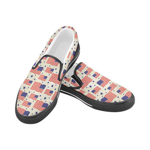 Flag Of The USA grungy style Pattern Women's Slip-on Canvas Shoes (Model 019)