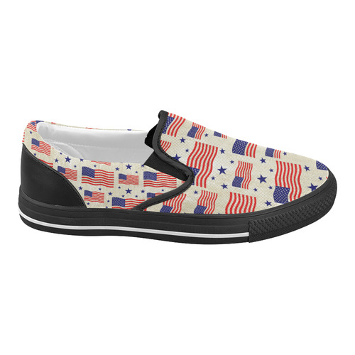 Flag Of The USA grungy style Pattern Women's Slip-on Canvas Shoes (Model 019)