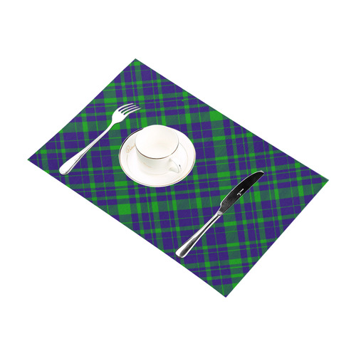 Diagonal Green & Purple Plaid Hipster Style Placemat 12’’ x 18’’ (Set of 6)