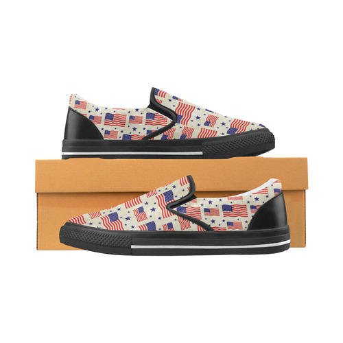Flag Of The USA grungy style Pattern Women's Slip-on Canvas Shoes (Model 019)
