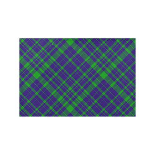 Diagonal Green & Purple Plaid Hipster Style Placemat 12’’ x 18’’ (Set of 6)