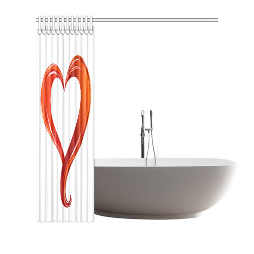 Beautiful Red Heart Shower Curtain 66"x72"