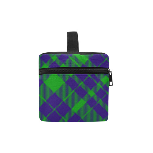 Diagonal Green & Purple Plaid Hipster Style Cosmetic Bag/Large (Model 1658)