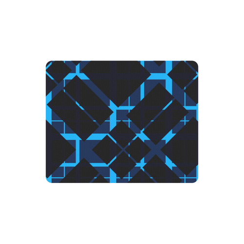 Diagonal Blue & Black Plaid Hipster Style Rectangle Mousepad