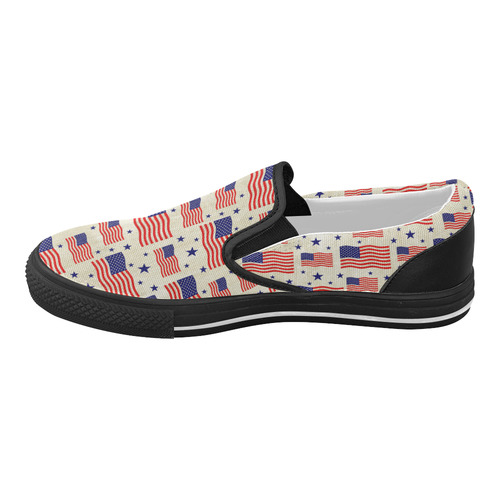 Flag Of The USA grungy style Pattern Women's Slip-on Canvas Shoes (Model 019)