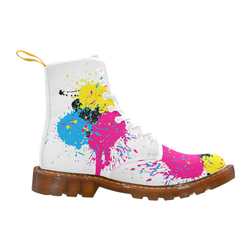 Red Blue Yellow Watercolor Splash Martin Boots For Women Model 1203H
