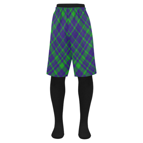 Diagonal Green & Purple Plaid Hipster Style Men's Swim Trunk (Model L21)