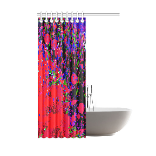 Red Blue Watercolor Floral Paint Shower Curtain 48"x72"