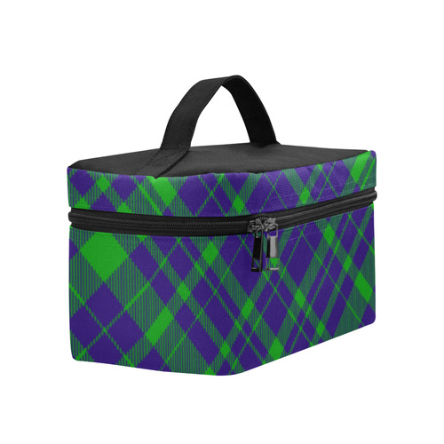 Diagonal Green & Purple Plaid Hipster Style Cosmetic Bag/Large (Model 1658)