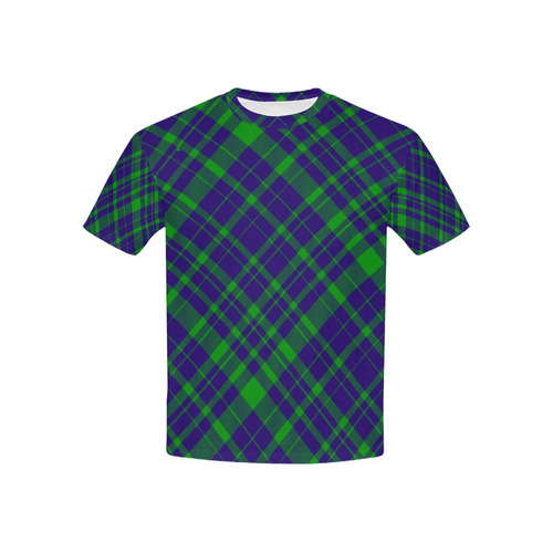 Diagonal Green & Purple Plaid Hipster Style Kids' All Over Print T-shirt (USA Size) (Model T40)