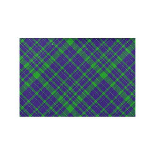 Diagonal Green & Purple Plaid Hipster Style Placemat 12’’ x 18’’ (Set of 4)