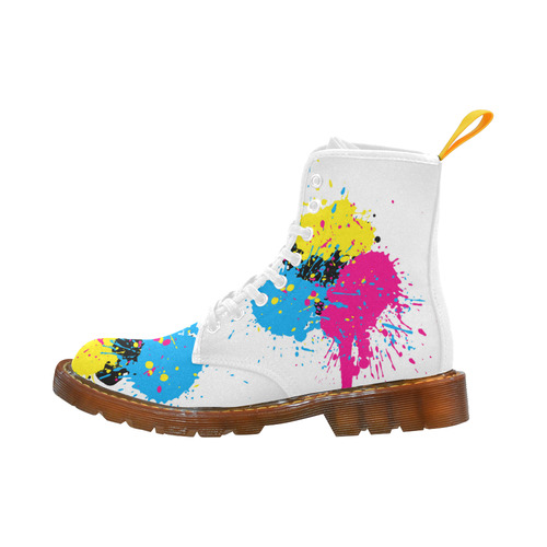 Red Blue Yellow Watercolor Splash Martin Boots For Women Model 1203H