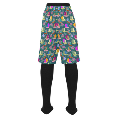 Simply Geometric Cute Birds Pattern Colored Men's Swim Trunk (Model L21)