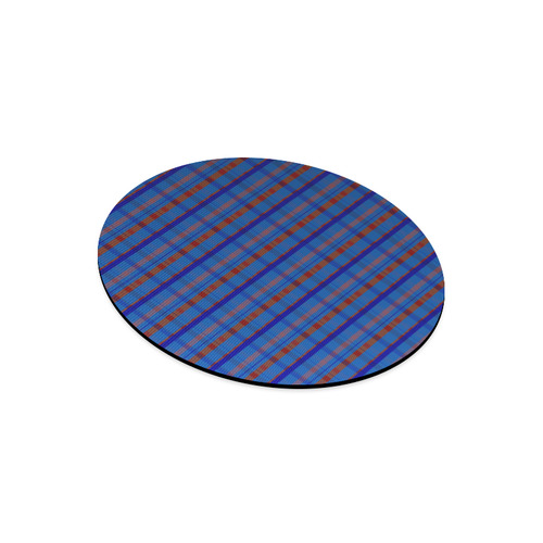 Royal Blue Plaid Hipster Style Round Mousepad