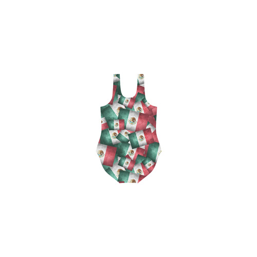 Grunge-Style Mexican Flag of Mexico Vest One Piece Swimsuit (Model S04)