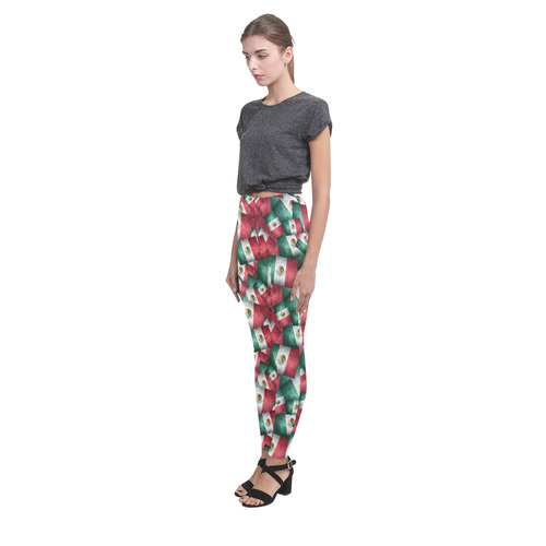 Grunge-Style Mexican Flag of Mexico Cassandra Women's Leggings (Model L01)