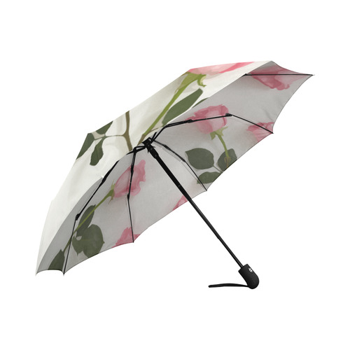 Pink Roses Watercolor Floral Auto-Foldable Umbrella (Model U04)