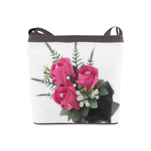 Pink Roses Floral Green Watercolor Crossbody Bags (Model 1613)